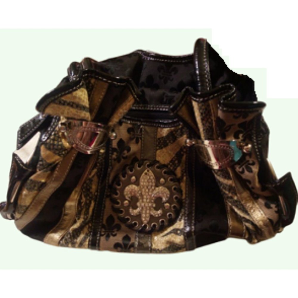 Fleur-de-Lis Shoulder Bag             Black & Gold Design